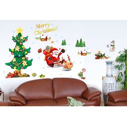 Jaamso Royals Green & Red Christmas Theme Printed Self-Adhesive Wall Sticker-image-98