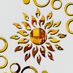 Wall1ders Gold-Toned 2 Pieces Rings Mirror Wall Stickers-48