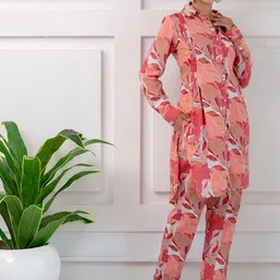 Chandbaali Printed Linen Tunic With Trousers Co-Ords-23