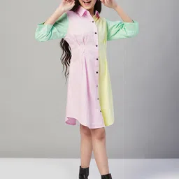 Stylo Bug Puffed Sleeve Cotton Shirt Dress-image-75
