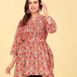 CHANSI Floral Printed Mandarin Collar Kurti-25
