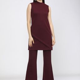 Vishudh Maroon High Neck Tunic-image-35