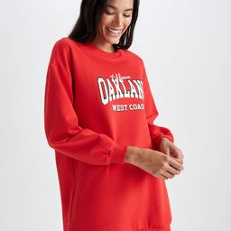 DeFacto Women Red Typography Printed Pullover-picture-3