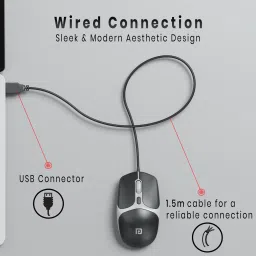 Portronics TOAD 103 wired optical mouse with 2400 DPI high-precision sensor and ergonomic ambidextrous design – ideal wired mouse for laptop and gaming use image 2