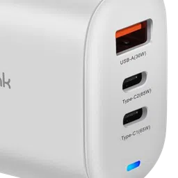 UltraProlink Boost GaN 65W Type A & Type C 3-Port Fast Charger (Type C to Type C Cable, Multi-Layer Protection, White) image 4