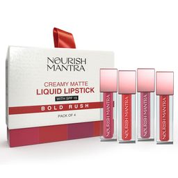 Nourish Mantra Set Of 4 Bold Rush Creamy Matte SPF 15 Liquid Lipstick 1.2ml Each-53