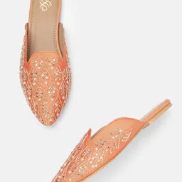 House of Pataudi Embellished Ethnic Mules-image-40