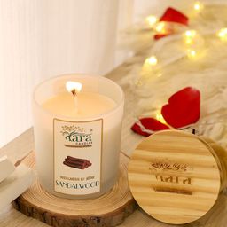 Tara Enlightening World Sandalwood Single Wick Frosted Glass Jar Candle with Wooden Lid-29