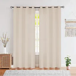 STYBUZZ Beige Set of 2 Sheer Door Curtain-50