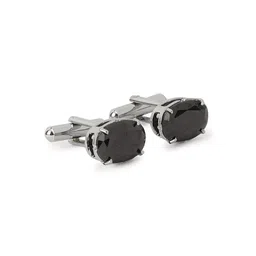 Alvaro Castagnino Silver-Toned & Black Cufflink-image-72