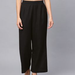 anayna Women Black Flared Palazzos-11