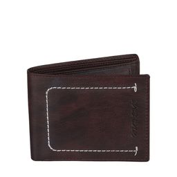 WILD EDGE Men Brown & White Textured Leather Two Fold Wallet-picture-2