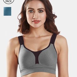 Sonari Pack Of 2 Grey & Blue Bras - Lightly Padded-38
