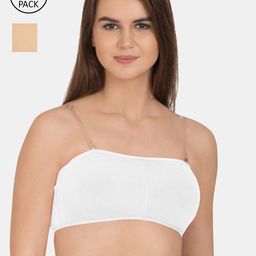 Tweens Pack of 2 White & Beige Cotton Bandeau Bras - Seamless-55