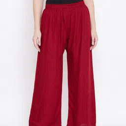 Castle Women Maroon Solid Straight Palazzos-image-42