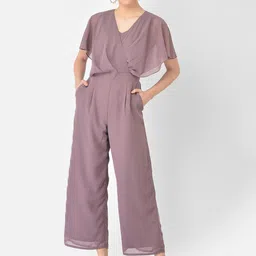 Eavan Women Lavender Solid Draped Basic Jumpsuit-5