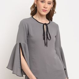 Crozo By Cantabil Grey Flared Sleeves Cotton Tunic-image-94