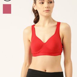 Lady Lyka Pack Of 2 Solid Non-Wired Lightly Padded Workout Bra PROVOGUE-PNCH-RED-Multi-5