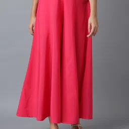 elleven Women Pink Flared Palazzos-picture-7