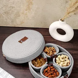 FABINALIV Grey 5 Pieces Fabric Organiser With Lid-17