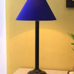 Devansh Blue & Black Iron Traditional Bedside Standard Table Lamp with Shade-48