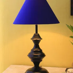 Devansh Blue Iron Traditional Bedside Standard Table Lamp with Shade-43