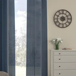 ROSARA HOME Navy Blue Sheer Long Door Curtain-image-91