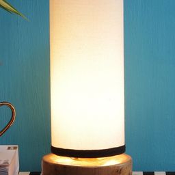 Devansh White Solid Traditional Column Table Lamp with Shade image 2