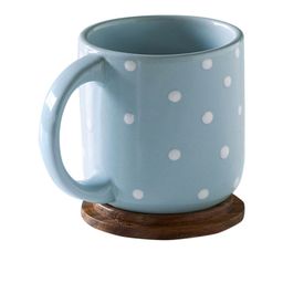 ellementry Blue Polka Dots Printed Ceramic Mug With Lid image 2