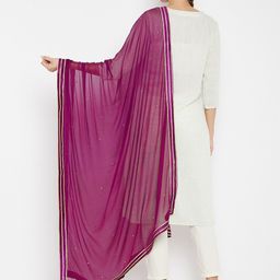 Clora Creation Purple Sequinned Dupatta With Taped Border image 2