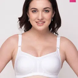 Floret Set Of 2 Magenta & White Non Padded & Non Wired Solid Bra-0