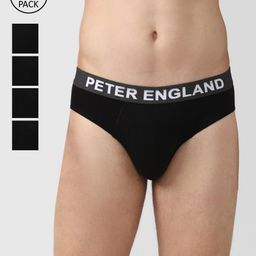 Peter England Men Pack Of 5 Black Solid Basic Briefs-picture-57
