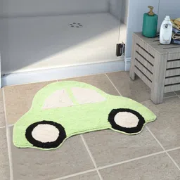 Saral Home Green & Beige Printed Car-Shaped Microfiber Anti-Skid Floor Mat-20