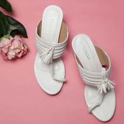 Vishudh Women White Solid Heels-27