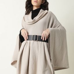 RAREISM Women Beige Solid Shrug-image-1
