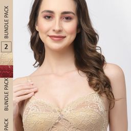 Docare Pack of 2 Non-Padded Lace Bralette Bra-image-92