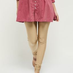 max Women Gold Cotton Leggings-18