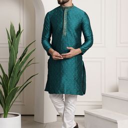 SOJANYA Teal Green & White Kurta Churidar-image-66