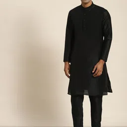 SOJANYA Men Black Kurta with Churidar-image-89
