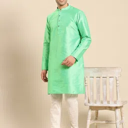 Amodh by Kisah Men Green Woven Design Kurta with Churidar-image-27