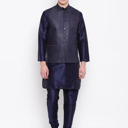 MAG Regular Dupion Silk Kurta & Churidar With Waistcoat-44