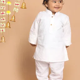 VASTRAMAY Boys White Kurta with Churidar-40