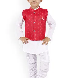 BAESD Boys Mandarin Collar Regular Straight Kurta With Pyjamas & Jacket-54