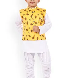 BAESD Boys Mandarin Collar Regular Straight Kurta With Pyjamas & Jacket-55