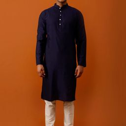 Streaks & Crosses Striped Mandarin Collar Straight Kurta With Churidar-image-67