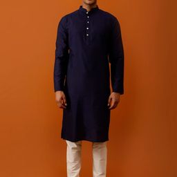 Streaks & Crosses Striped Mandarin Collar Straight Kurta With Churidar-image-63