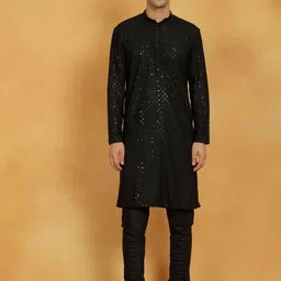 VASTRAMAY Embroidered Sequinned Straight Kurta With Churidar-picture-27