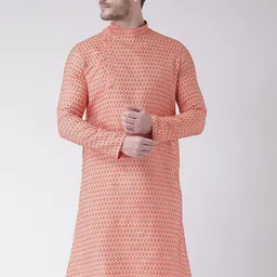 DEYANN Men Orange Kurta with Churidar-picture-11