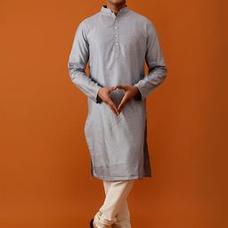 Streaks & Crosses Ethnic Motifs Embroidered Straight Kurta with Churidar-image-84