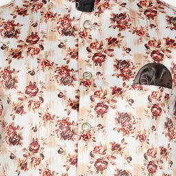 Armaan Ethnic Mandarin Collar Dupion Silk Kurta with Churidar And Printed Nehru Jacket image 2